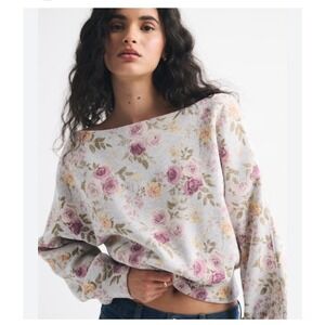 Abercrombie & Fitch Soft A&F Collection Floral Sweatshirt Grey Large